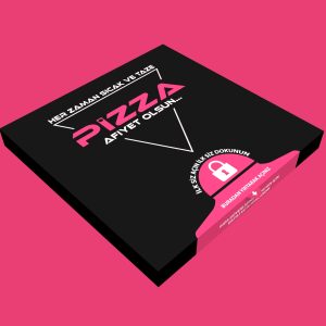 Eko Kilitli Pizza Kutusu Baskılı 100 Adet 42cm X 42cm X 4,2cm